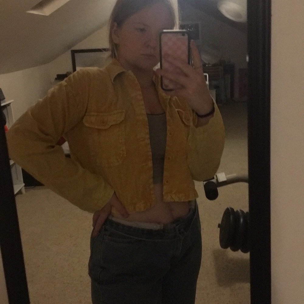 Yellow Corduroy cropped jacket